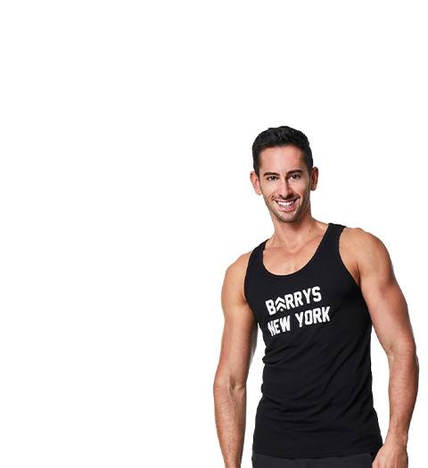 Barry's instructor Matt Griffin wearing black tank