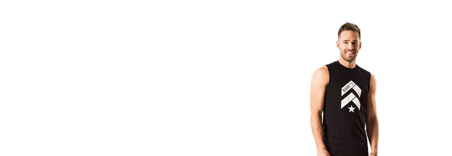 barry's instructor Sandy Macaskill wearing black tank