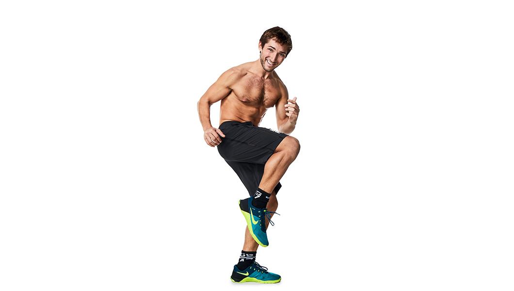 Barry's Bootcamp instructor Taylor Walsh doing a high-knees exercise move.